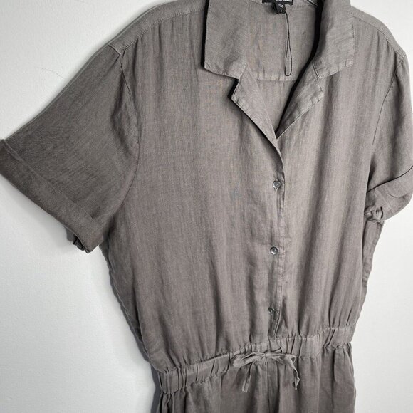 JAMES PERSE Linen Jumpsuit Sz 2 Medium NWOT Gray Short Sleeve Wide Leg Relaxed - Picture 2 of 7